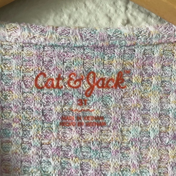 Cat & Jack Waffle Knit Top Girls 3T Pastel Peplum Long Sleeve - Picture 2 of 7